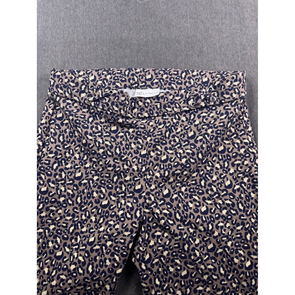 Rafaella Leopard Print Ankle Pants Womens‎ 10 Brown Navy Animal Stretch Cropped